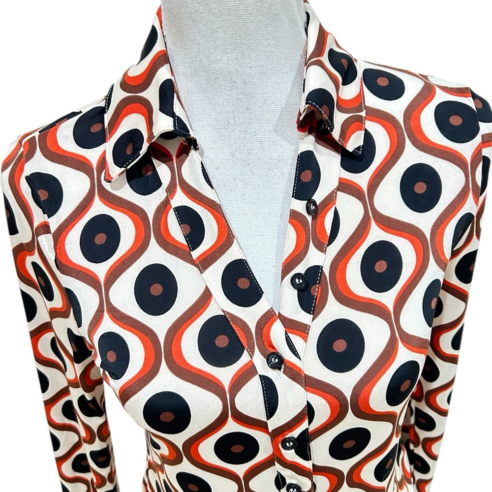Retro Patterned Button Down Shirt - image 4